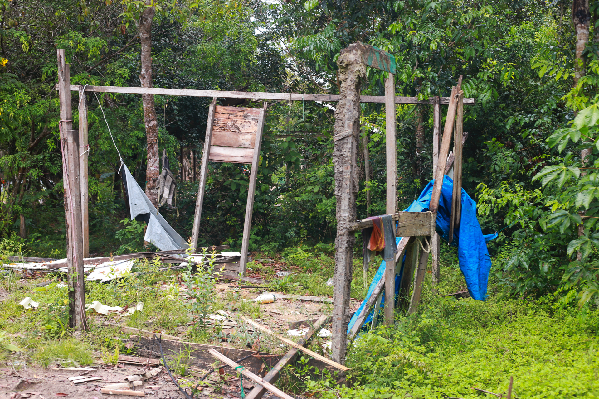 Em 2021, as casas das famílias de Sitio Bacabal foram destruídas arbitrariamente (Foto: Tapajós de Fato)