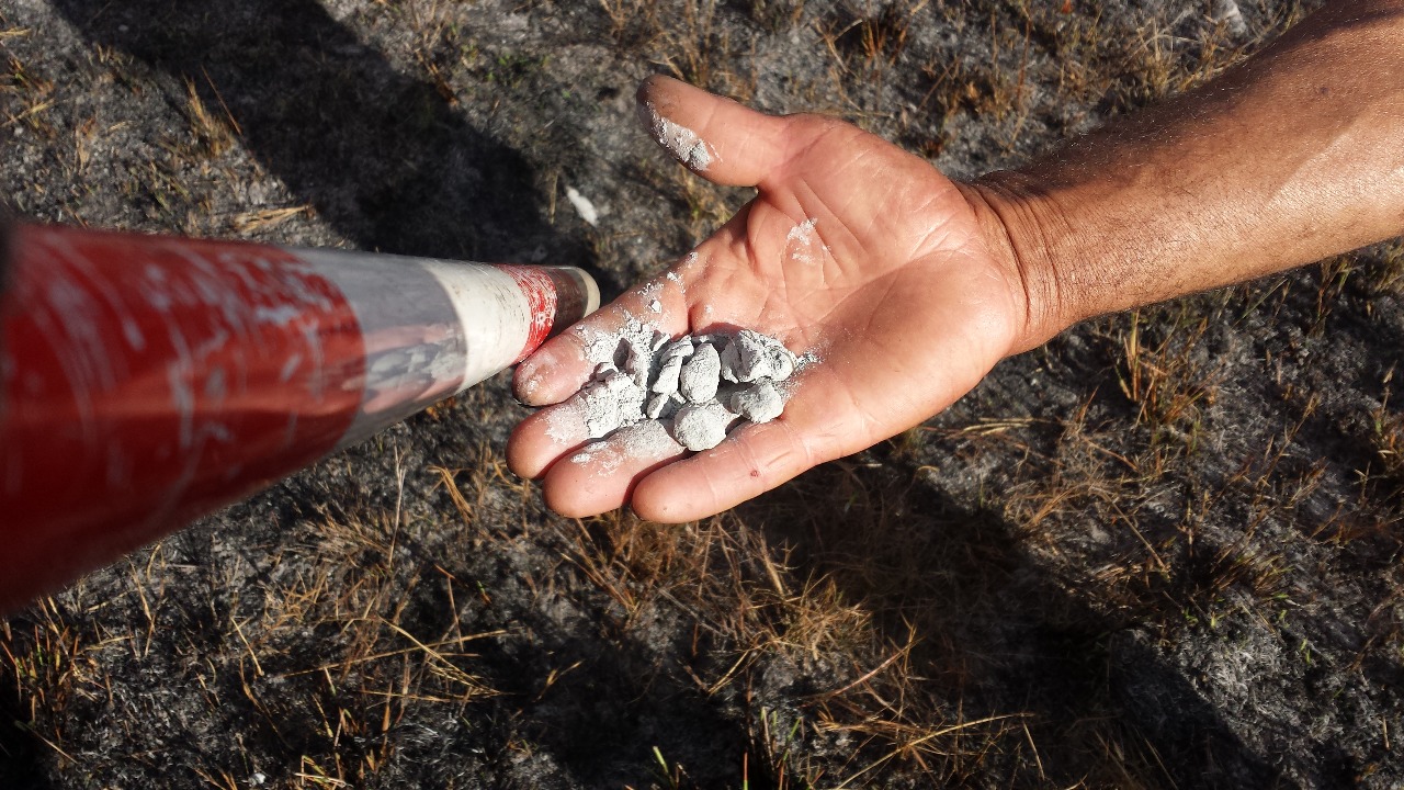 A queima da vegetação e o uso de calcário na terra são algumas das evidências da preparação do solo para a plantação de eucalipto ou de pastagem. (foto: Carlos Souza)