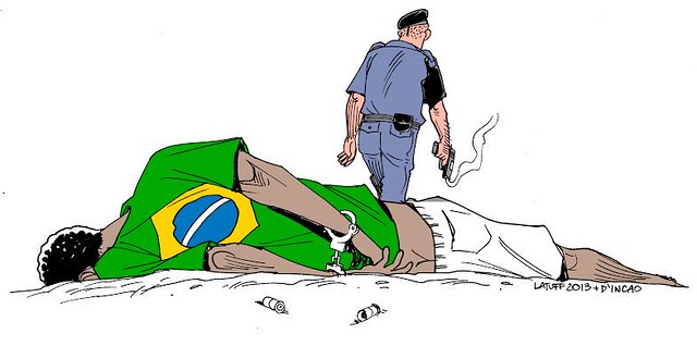 charge de Carlos Latuff, cuja reprodução exposta na Câmara foi alvo do ato do militar do PSL