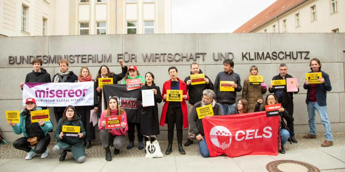 Organizações peticionárias da denúncia na OCDE, na Alemanha. Foto: Brasil de Fato